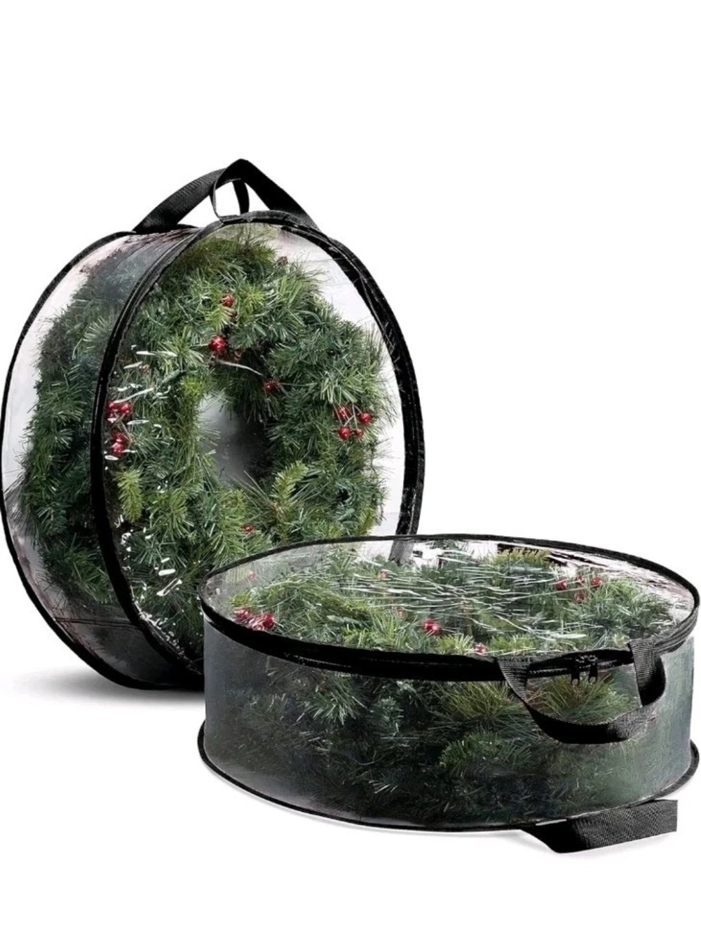 Holiday Wreath Storage Bags Set Of 2 For 36in. Wreath Clear